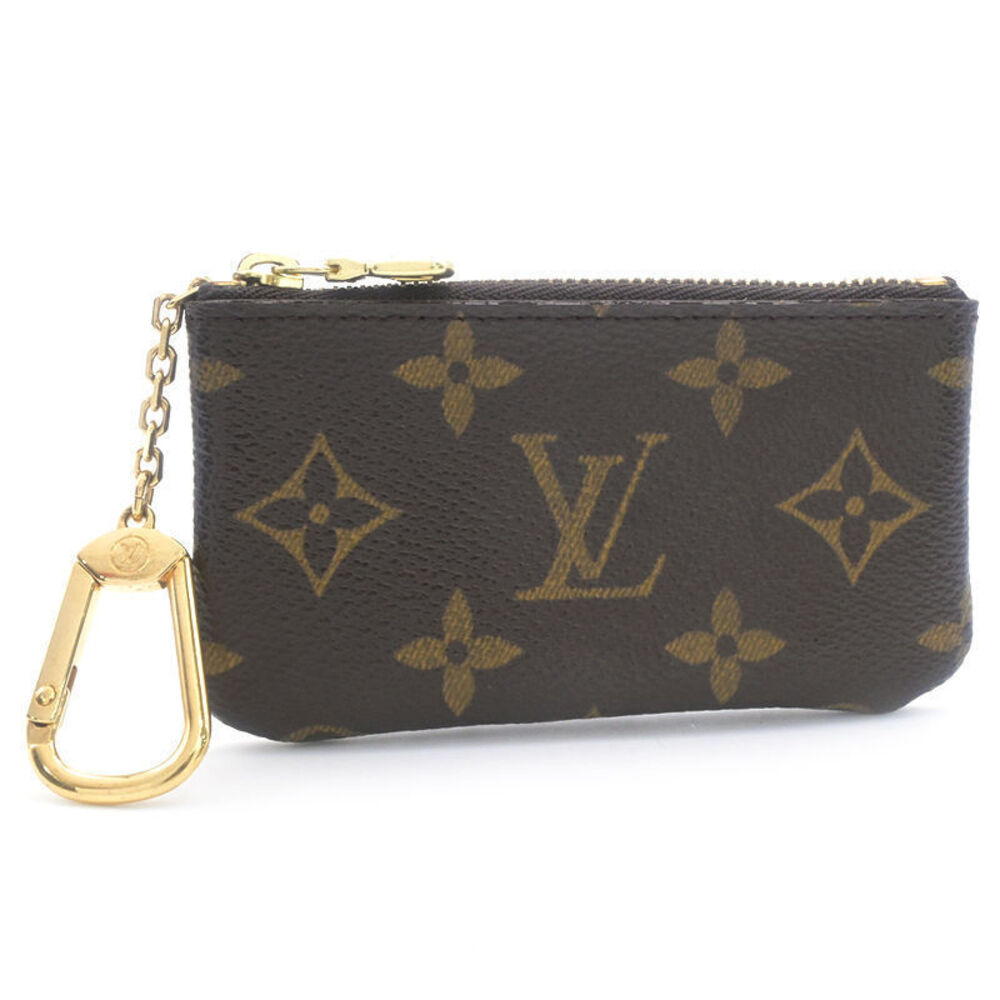 Louis Vuitton Pochette Monogram Coin Wallet Pouch Canvas Leather Brown